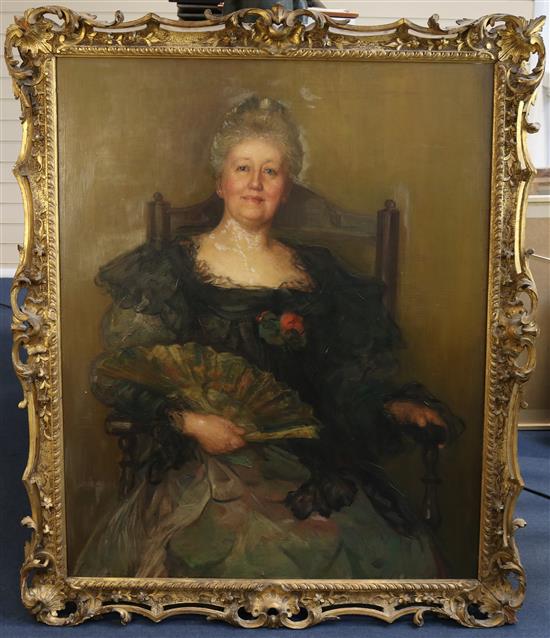 Circle of Philip de László (1869-1937) Portrait of a seated lady 44 x 36in., ornate giltwood frame
